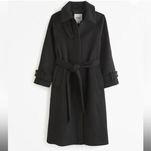 ISO‼️ Abercrombie & Fitch funnel neck wool coat XXSP, black